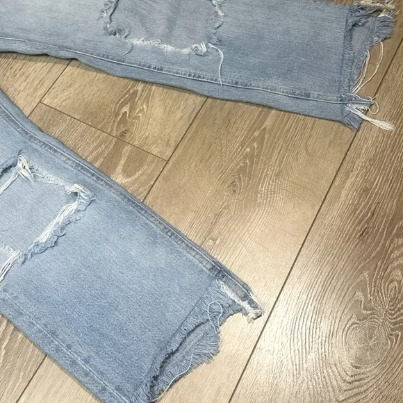 We The Free Maggie Mid Rise Straight Distressed Jeans in Light Stone - Picture 8 of 16